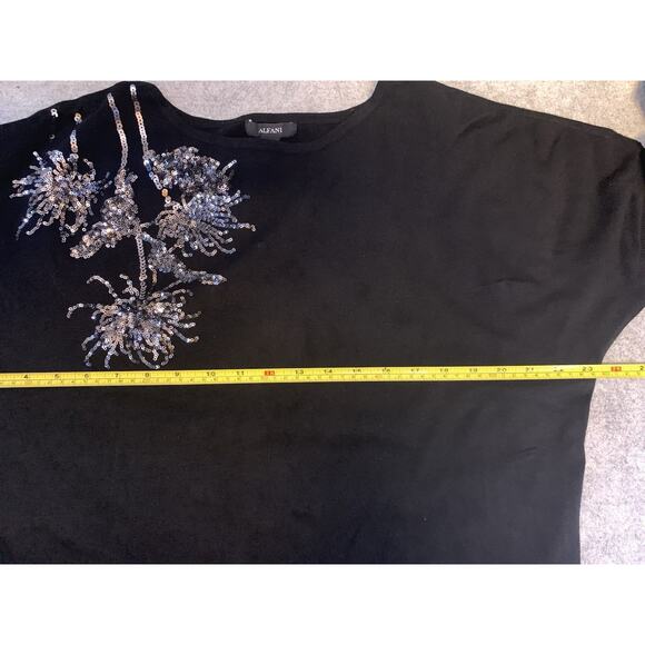 Alfani Embellished Dolman Sleeve Sweater, Women’s Petite Large, Black W/ Sequins - Picture 9 of 14